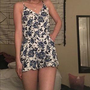Divided Blue Floral Romper